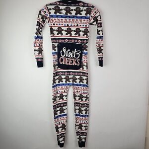 Lazy One Kids Size 8 Pajamas One Piece Cotton Sweet Cheeks Gingerbread Sleepwear